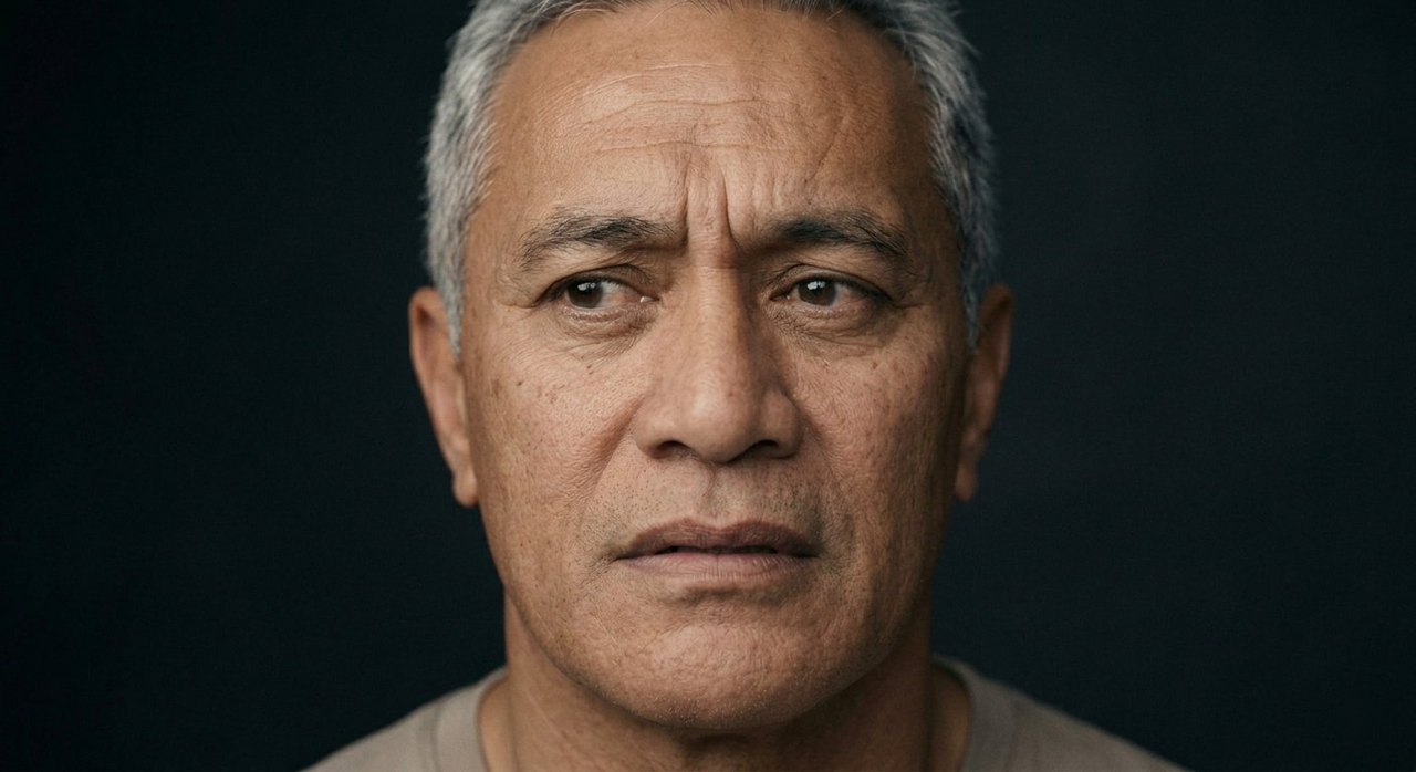 A man's face showing angst: a furrowed brow, tense parted lips, a troubled strained look.