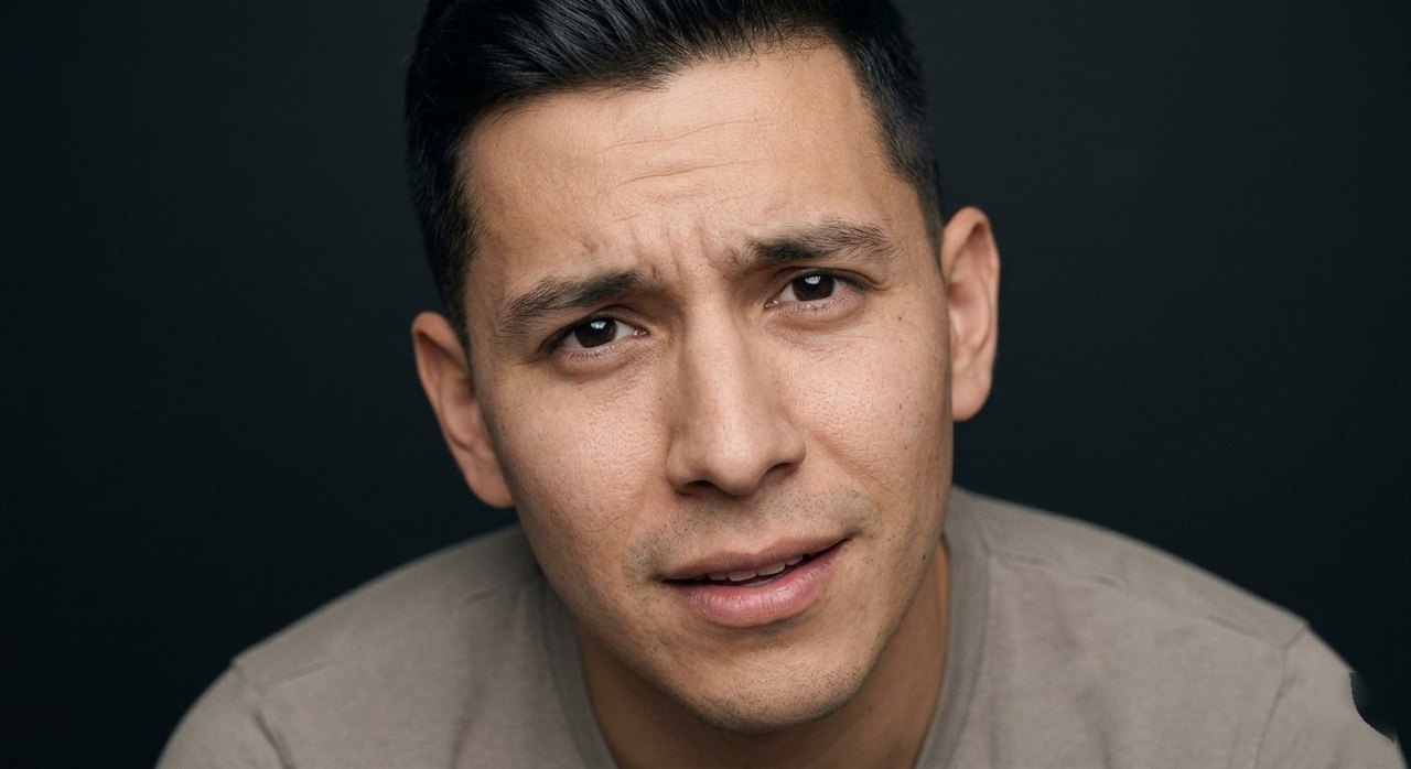 A man's face showing bemusement: brow faintly creased, lips parted, mildly puzzled.