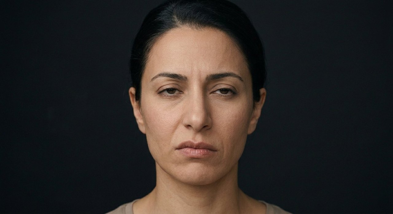 A woman's face showing boredom: heavy-lidded eyes and a flat, listless, unimpressed look.