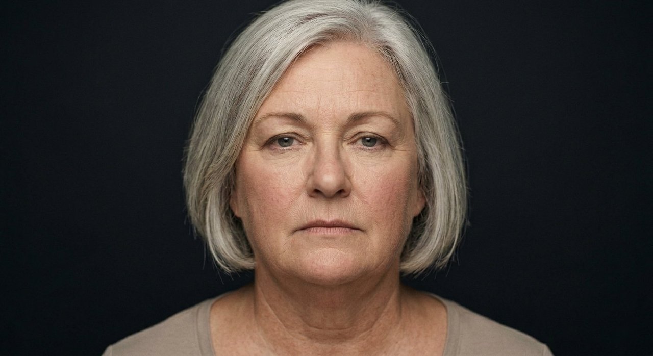 A woman's face showing detachment: a distant unfocused gaze, a still withdrawn face.