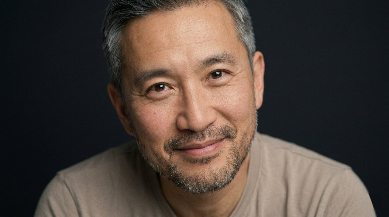A man's face showing devotion: a soft warm smile and gentle steady eyes.