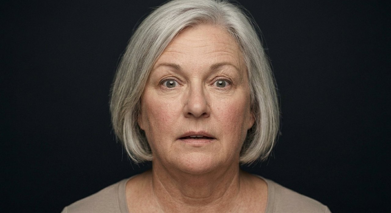A woman's face showing epiphany: raised brows, widening eyes, a sudden dawning look.