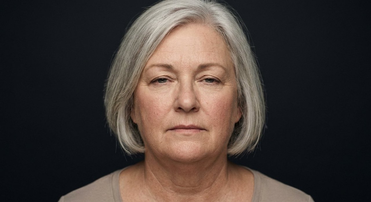 A woman's face showing gullibility: raised brows, an open trusting look, a soft mouth.