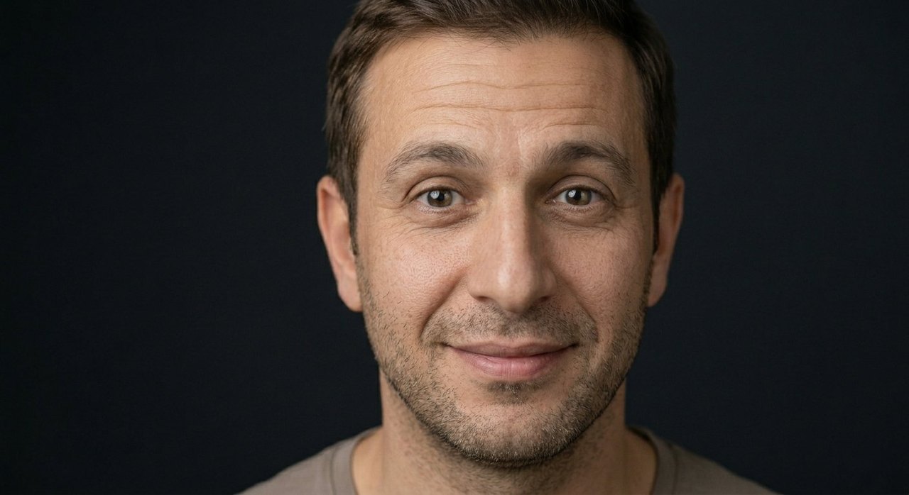 A man's face showing idealism: a slight earnest smile and bright clear steady eyes.