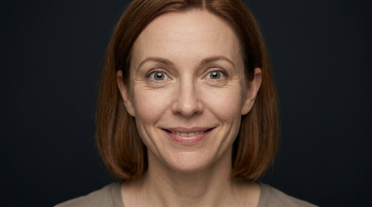 A woman's face showing infatuation: wide bright eyes, a happy smile, a smitten giddy look.