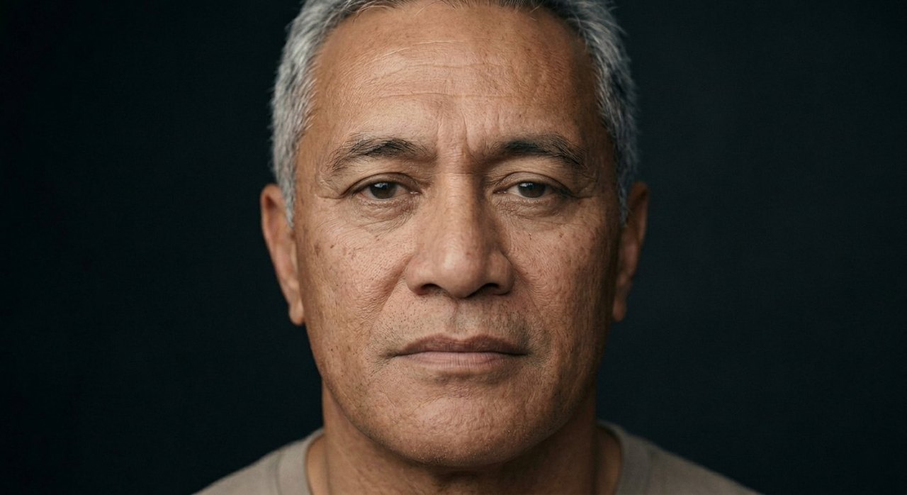 A man's face showing nihilism: a flat empty gaze, closed lips, a detached blank expression.