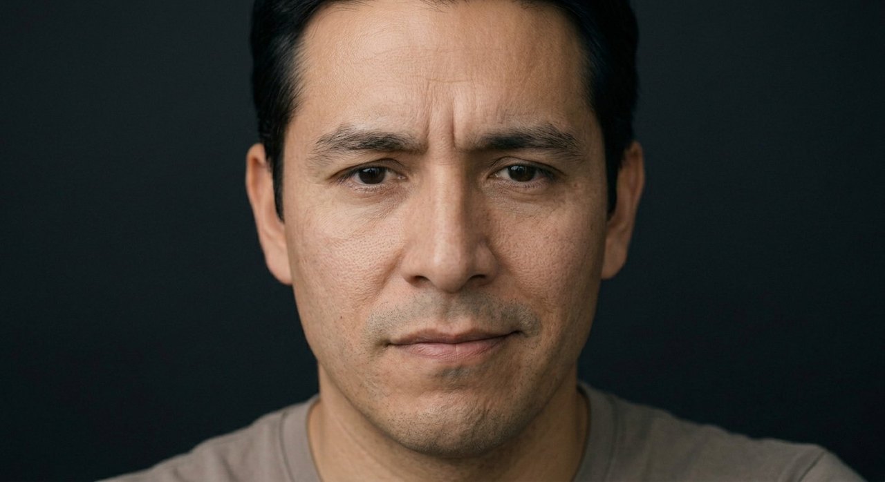 A man's face showing rebelliousness: a hard frown, drawn brows, and a defiant jaw.