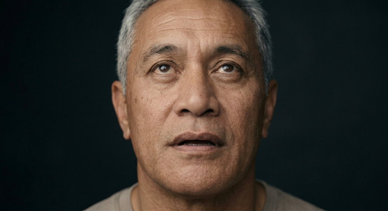 A man's face showing reverent fear: an upward gaze, parted lips, hushed wary awe.